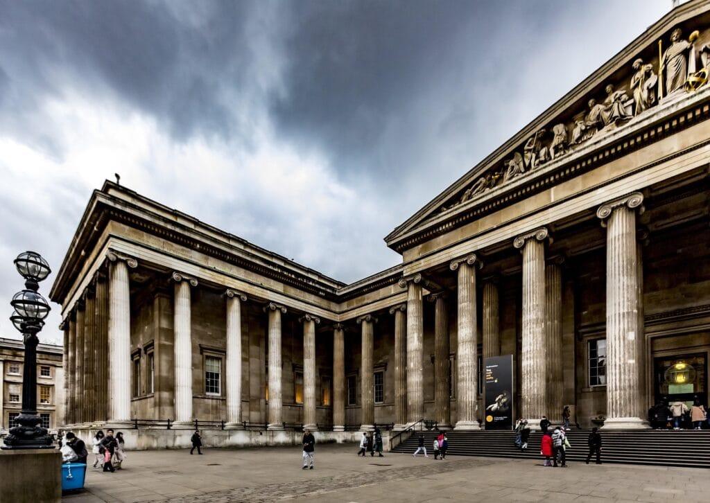 British Museum Great Court with accessible lifts on each side of the main staircase for wheelchair users