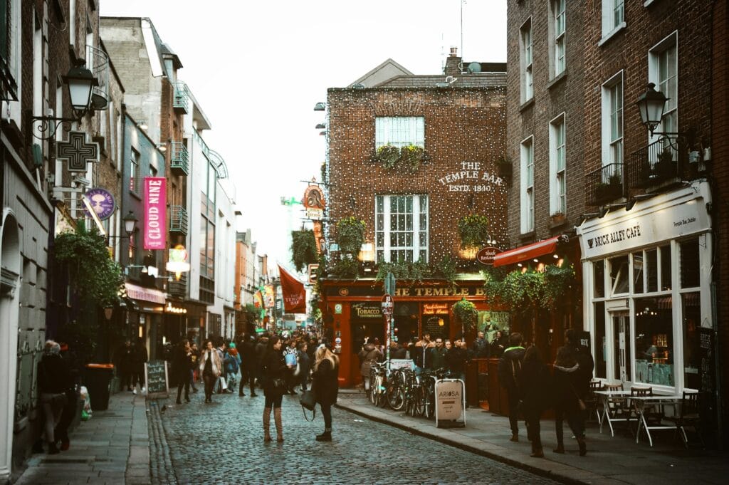 "Colorful row houses in Ireland representing the country's friendly and welcoming culture for solo female travelers"