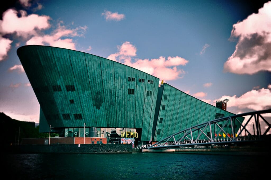 NEMO Science Museum in Amsterdam, showing a wheelchair-accessible science attraction